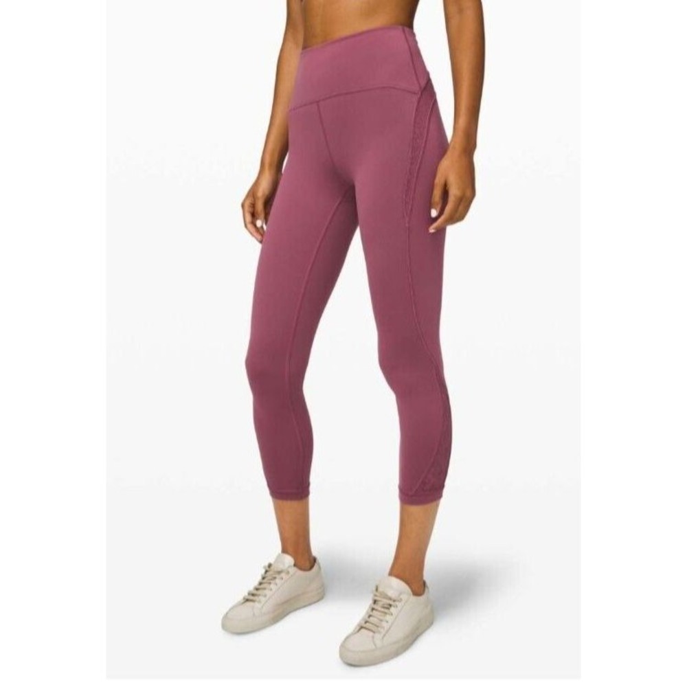 LULULEMON Wunder Under Crop High-Rise 21" Flocked Everlux Plumful Size 6 W6AYES